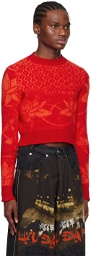 LU'U DAN Orange & Red Shrunk Sweater