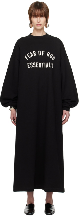 Photo: Fear of God ESSENTIALS Black Fleece Crewneck Midi Dress