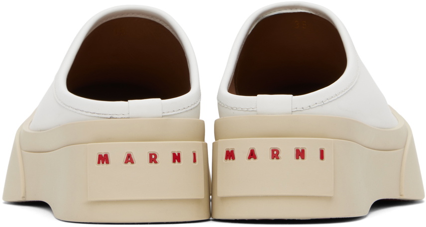 Marni White Leather Pablo Sabot Slippers