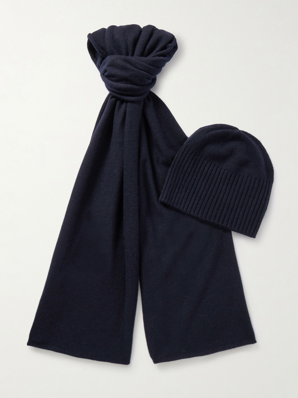 Allude - Ribbed Cashmere Beanie and Scarf Set