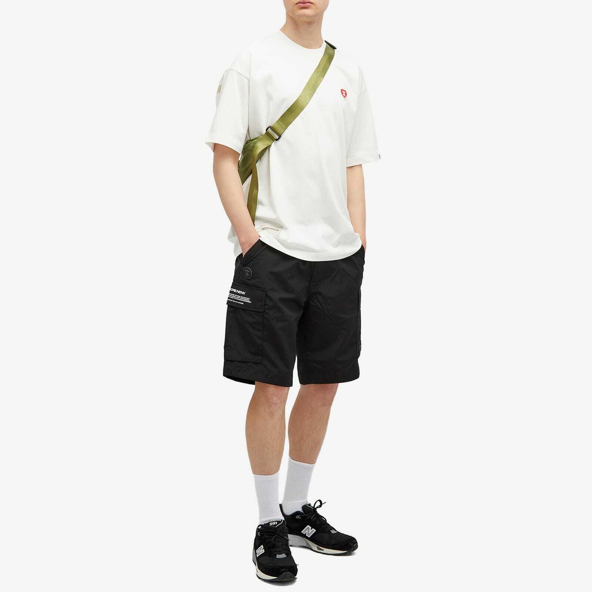 Men's AAPE Woven Cargo Short in Black AAPE by A Bathing Ape