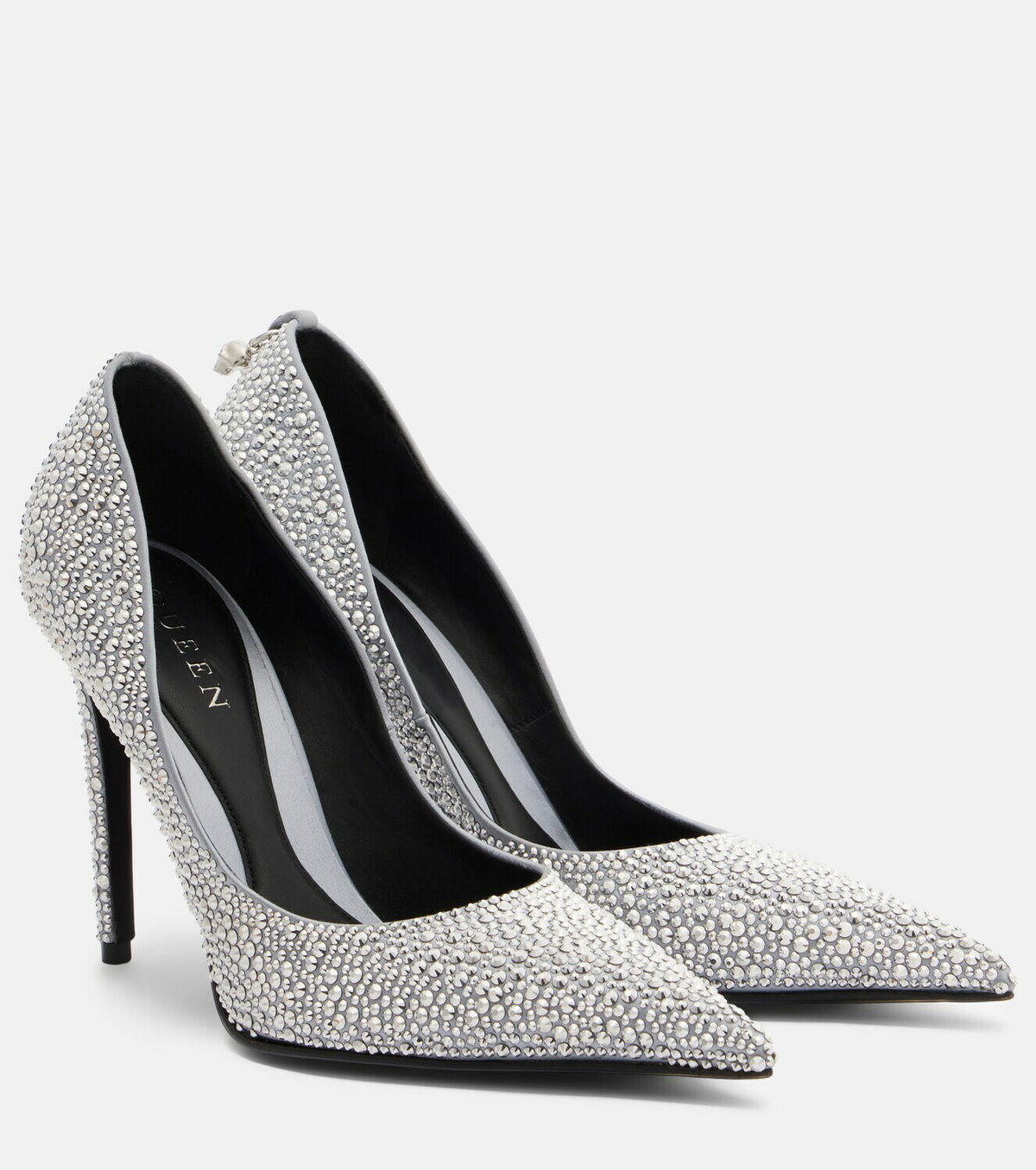 McQueen Skull studded satin pumps