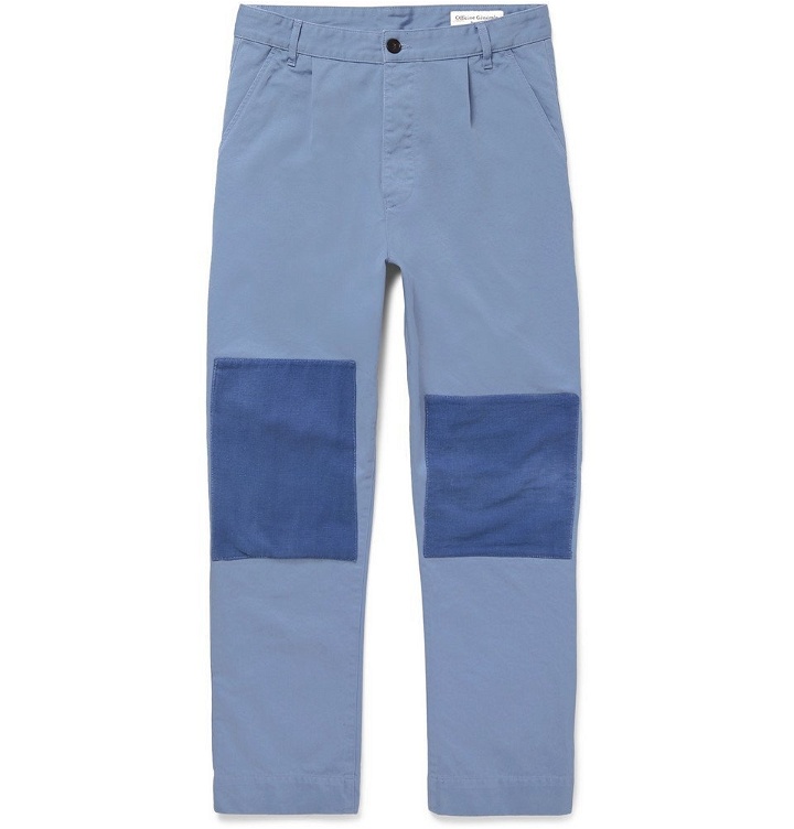 Photo: Officine Generale - Patchwork Cotton-Twill Trousers - Men - Blue