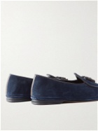 Rubinacci - Marphy Leather-Trimmed Suede Tasselled Loafers - Blue