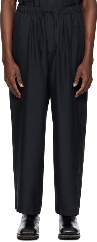 Photo: YOKE Black Chambray Easy Trousers