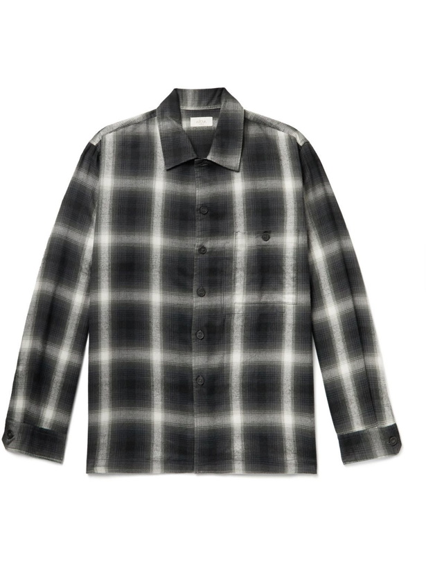 Photo: Altea - Dillard Checked Cotton and Ramie-Blend Flannel Shirt - Gray