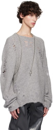 HELIOT EMIL Gray Distressed Sweater