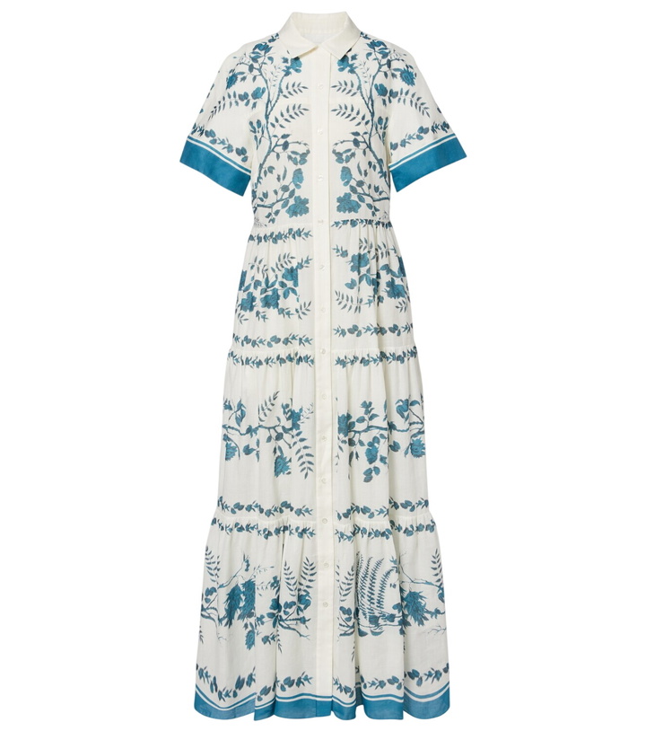 Photo: Erdem Floral cotton and linen tiered shirt dress