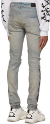 AMIRI Blue & Taupe Bandana Flame Jeans