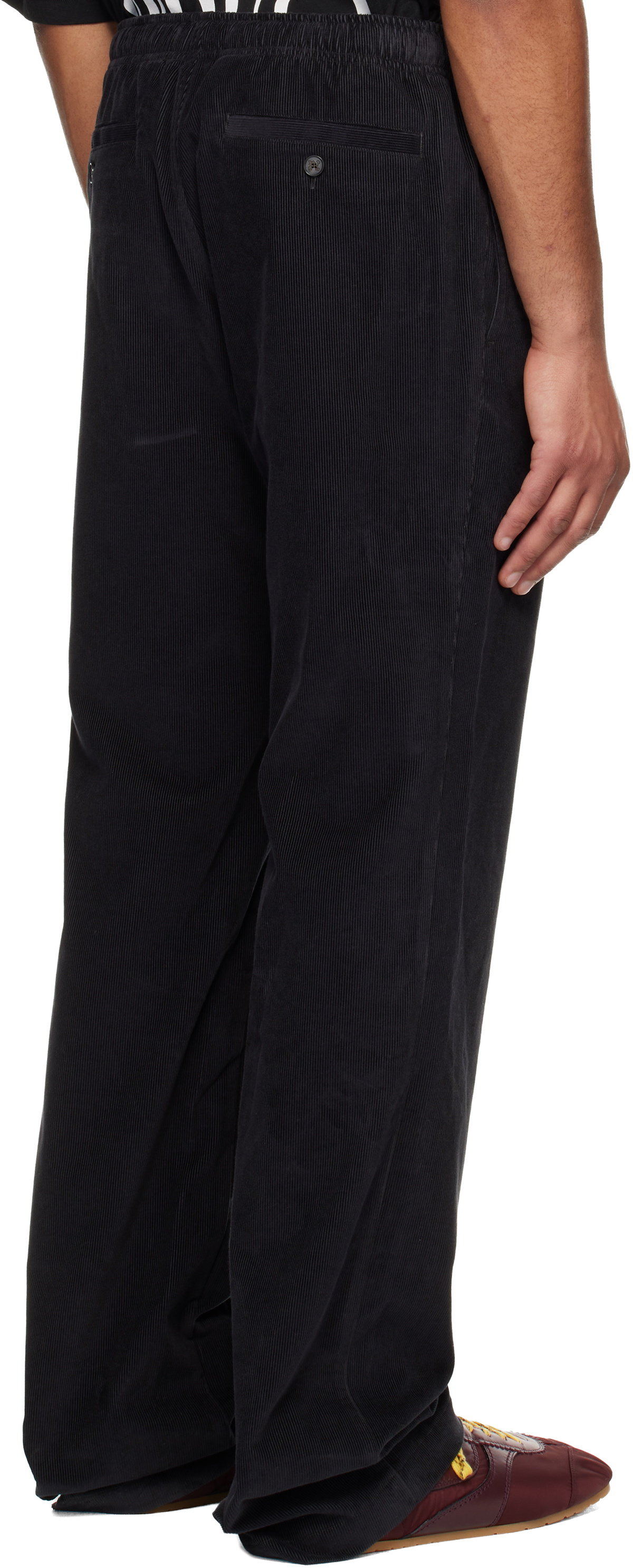 Palm Angels Black Classic Logo Cord Travel Trousers