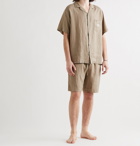 DESMOND & DEMPSEY - Linen Drawstring Pyjama Shorts - Green