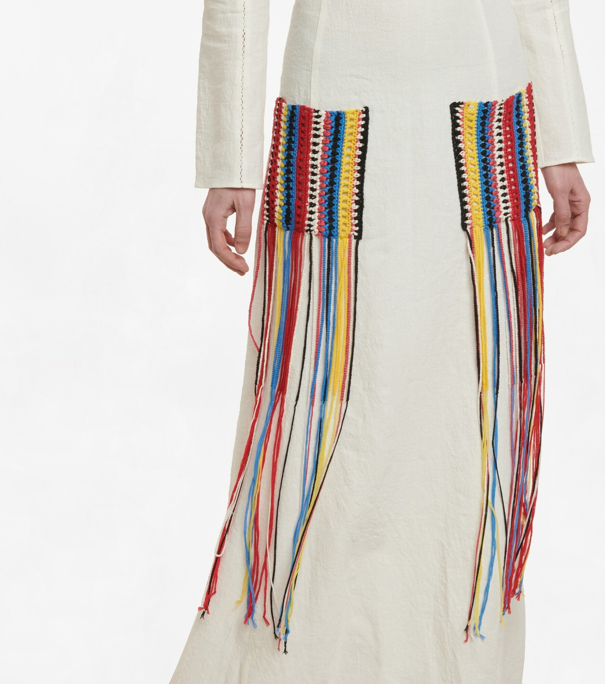 chloe crochet maxi dress Chloe Strong-Shoulder Back-Cutout Scallop Crochet Maxi Dress