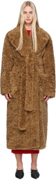 Stella McCartney Tan Belted Plush Teddy Faux-Shearling Coat