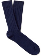 William Lockie - Ribbed Cashmere-Blend Socks - Blue