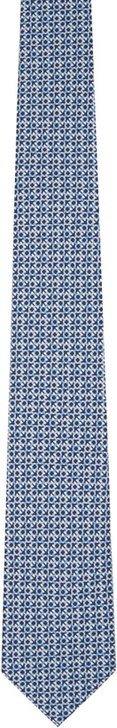 Photo: Ferragamo Blue Gancini Print Silk Tie