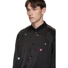 Saint Laurent Black and Multicolor Logo Teddy Bomber Jacket
