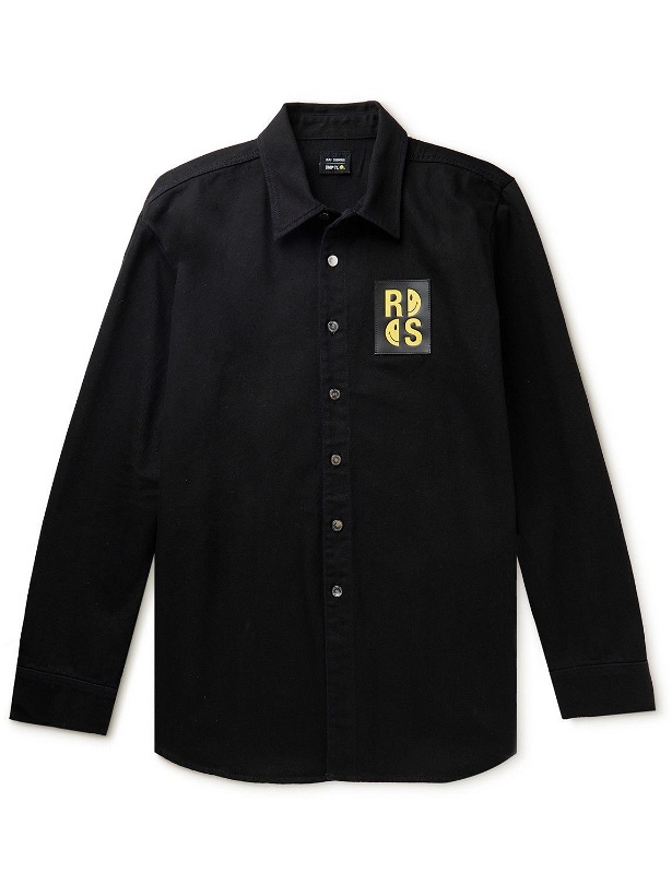Photo: Raf Simons - Smiley Logo-Appliquéd Denim Shirt - Black