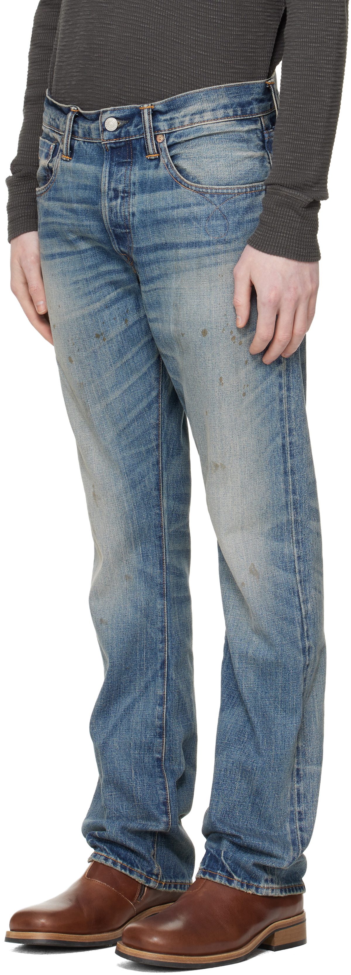 RRL Blue Slim Boot Briarfield Selvedge Jeans