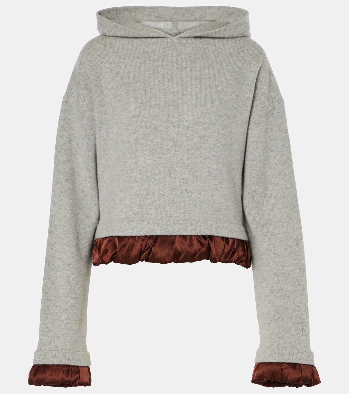 JW Anderson Cropped satin-trimmed wool hoodie