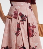 Erdem Floral pleated cotton poplin midi skirt