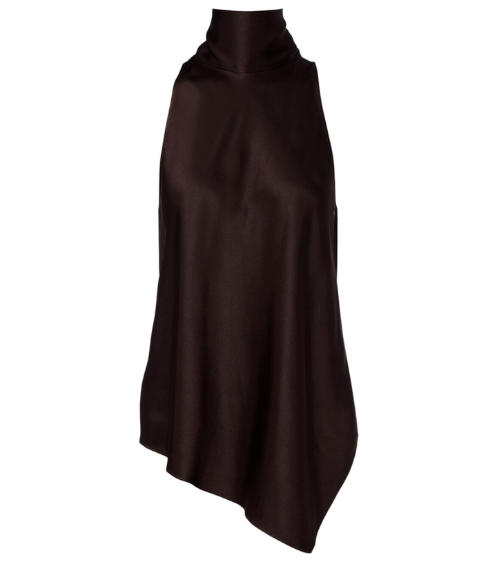 Photo: Brunello Cucinelli Asymmetric silk satin top