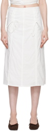Deiji Studios White Double Lace Up Midi Skirt