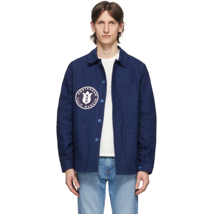 Junya Watanabe Navy Le Laboureur Edition Tulip Patch Work Jacket