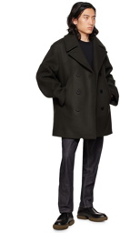 Jil Sander Green Double-Breasted Peacoat