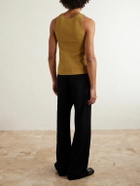 SAINT LAURENT - Logo-Embroidered Ribbed Cotton Tank Top - Brown