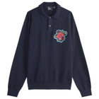 By Parra Men's Flower Blob Knitted Polo Shirt in Midnight Blue