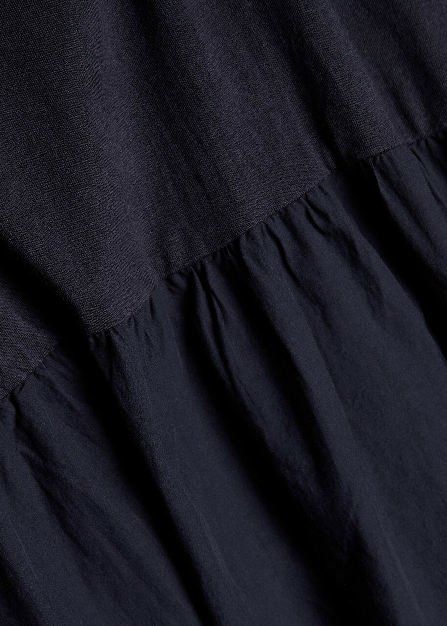 Eileen Fisher Pleated Cotton Midi Dress Dark Blue