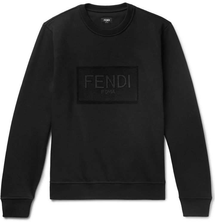 Photo: Fendi - Logo-Embellished Fleece-Back Cotton-Jersey Sweatshirt - Men - Black