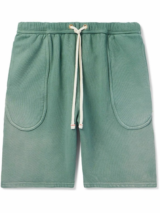 Photo: Les Tien - Invert Straight-Leg Cotton-Jersey Drawstring Shorts - Green
