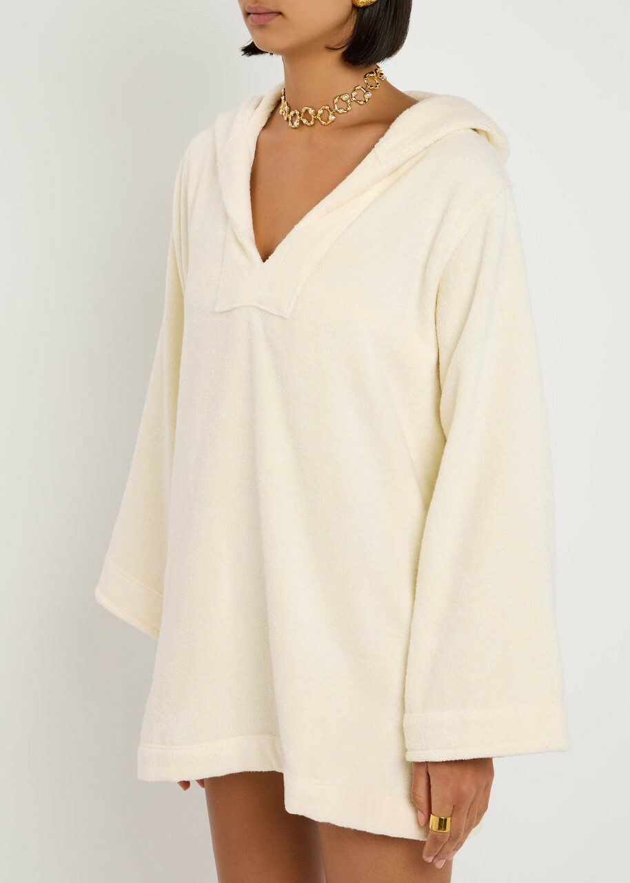 Lisa Marie Fernandez Hooded Terry Beach Tunic Cream