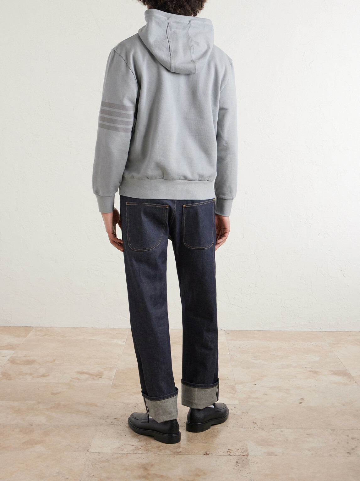 Thom Browne - Logo-Appliquéd Striped Cotton-Jersey Hoodie - Gray