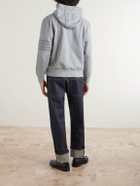 Thom Browne - Logo-Appliquéd Striped Cotton-Jersey Hoodie - Gray
