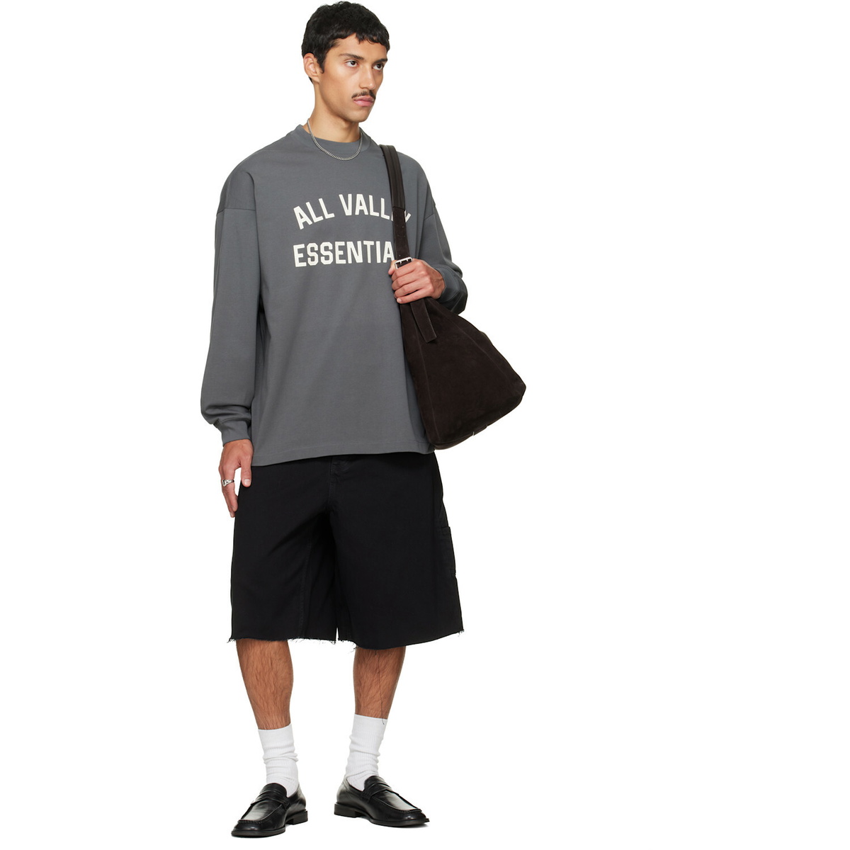 Fear of God ESSENTIALS Gray Merch Long Sleeve T-shirt