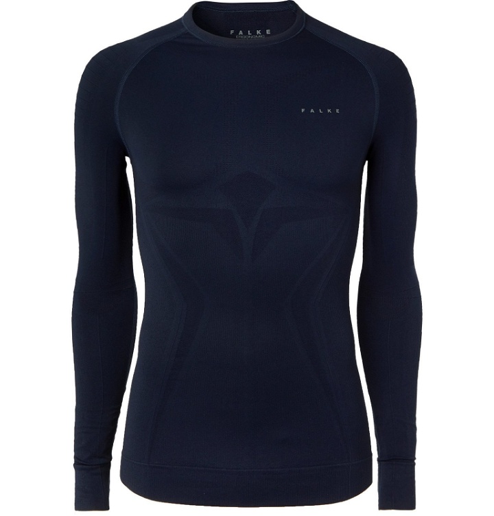 Photo: FALKE Ergonomic Sport System - Maximum Warm Stretch Tech-Jersey T-Shirt - Blue