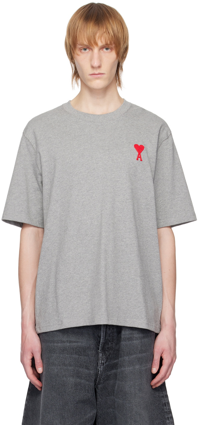 【関税込み】AMI Paris グレー Ami de Coeur Tシャツ AMI Paris Gray Ami de Cœur T-Shirt AMI