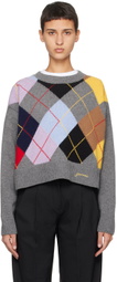 GANNI Gray Harlequin Sweater