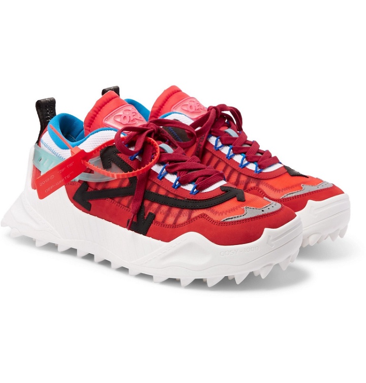 Photo: Off-White - Odsy-1000 Suede, Mesh, Leather and Rubber Sneakers - Red