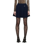 GANNI Navy Cashmere Wool Miniskirt