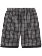 Acne Studios - Rong Logo-Appliquéd Checked Organic Cotton-Flannel Drawstring Shorts - Black