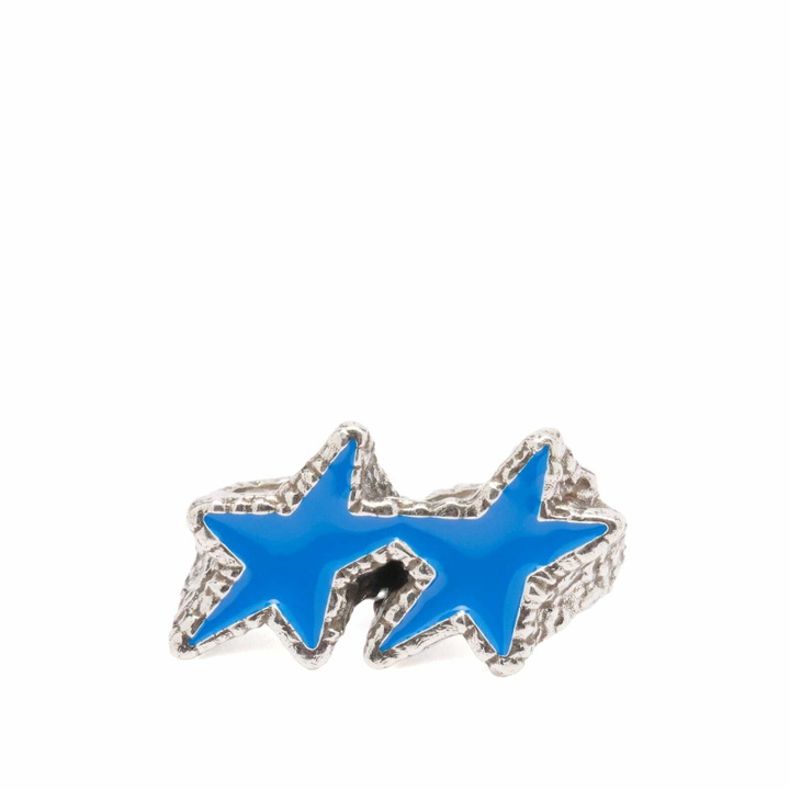 Photo: TwoJeys Blue Melted Stars Knuckle Ring Presented by END. in Silver