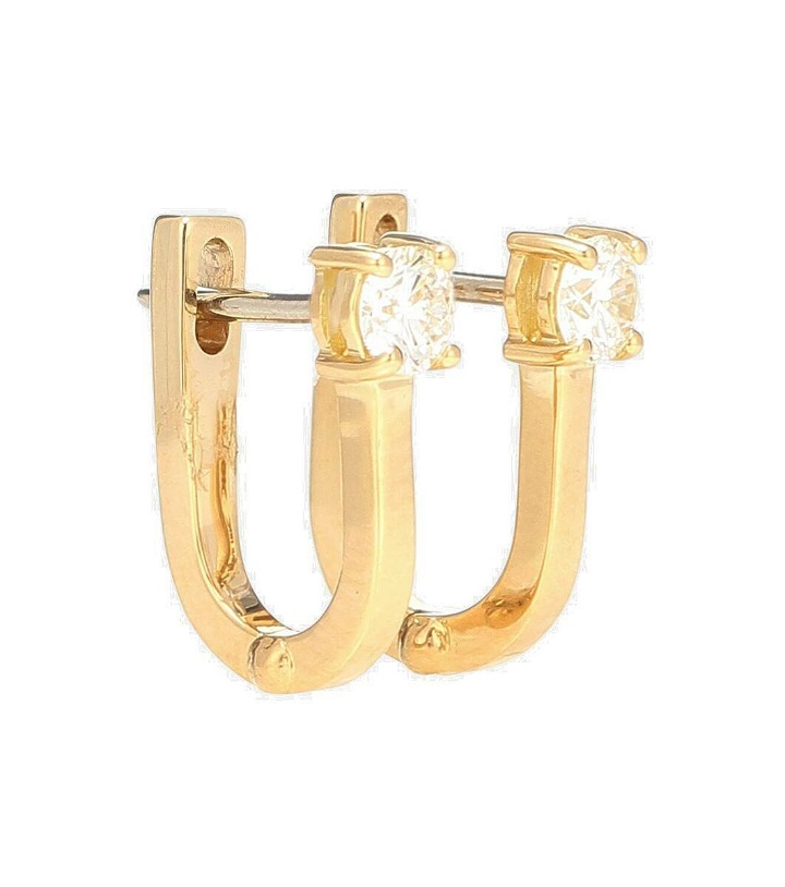 Photo: Melissa Kaye Aria U 18kt gold and diamond hoop earrings
