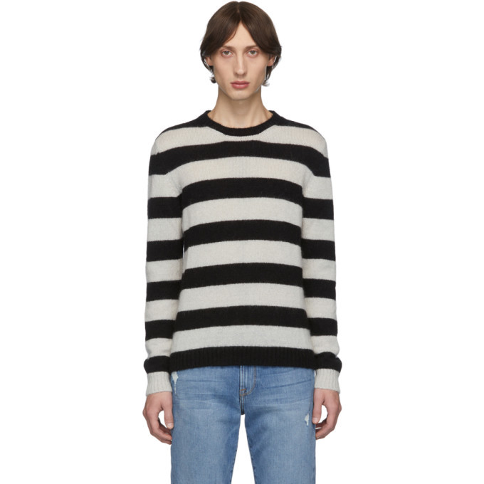 Eidos Black and White Striped Mohair Sweater Eidos