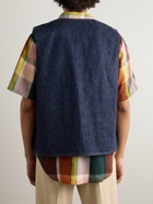 OrSlow - Hippie's Reversible Denim and Checked Cotton and Linen-Blend Gilet - Blue