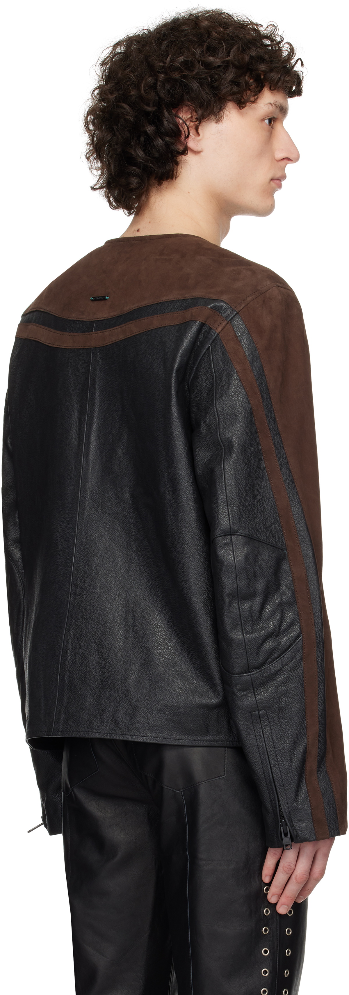 Deadwood SSENSE Exclusive Black & Brown Racer Leather Biker Jacket