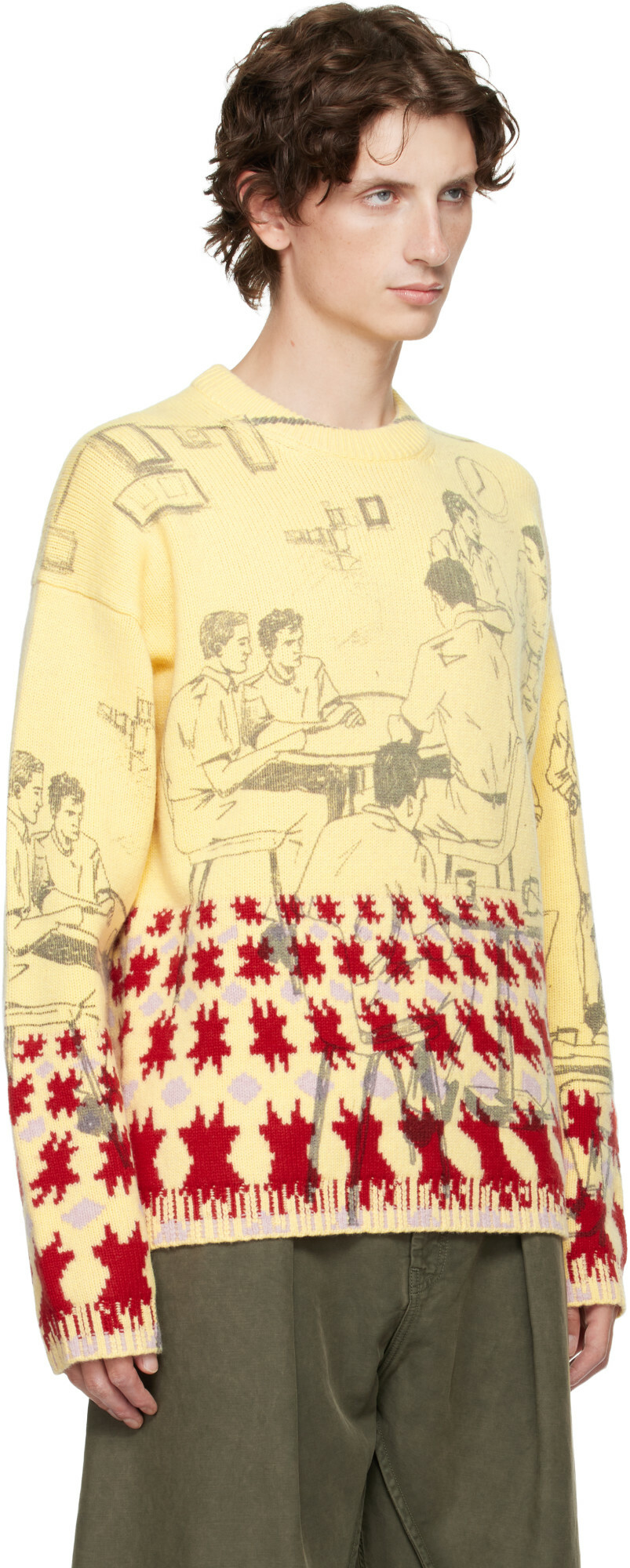 JW Anderson Yellow Print Jacquard Sweater