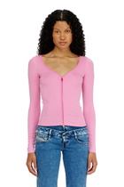 Diesel Slim V-neck lyocell top with zip - Tops Womens in Pink